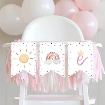 Boho Rainbow Birthday Highchair Banner