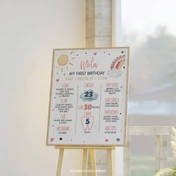Sunshine Boho Rainbow Birthday Milestone Poster
