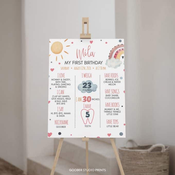 Sunshine Boho Rainbow Birthday Milestone Poster - Image 3