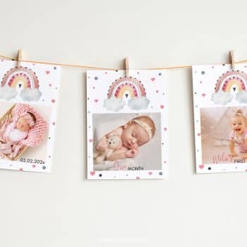 Boho Rainbow Birthday Monthly Photo Banner