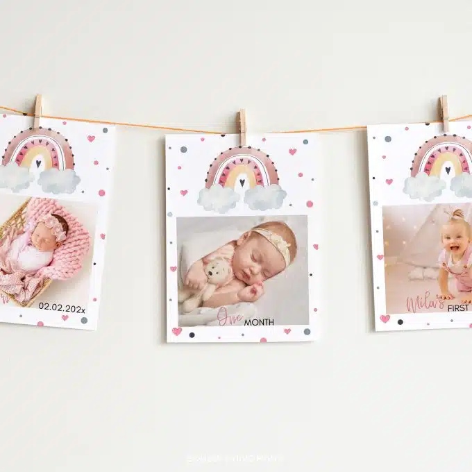 Boho Rainbow Birthday Monthly Photo Banner