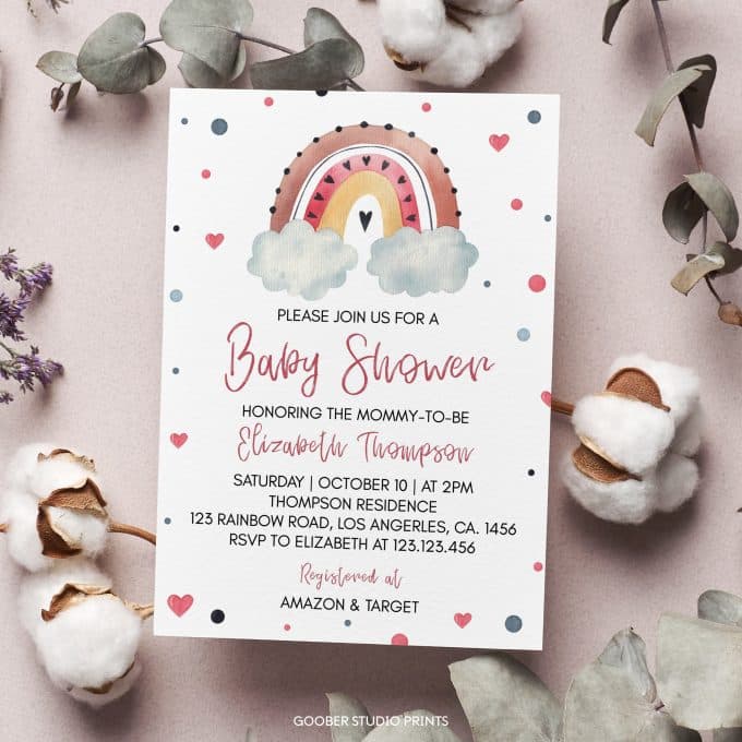 Boho Rainbow Baby Shower Invitation Set - Image 8