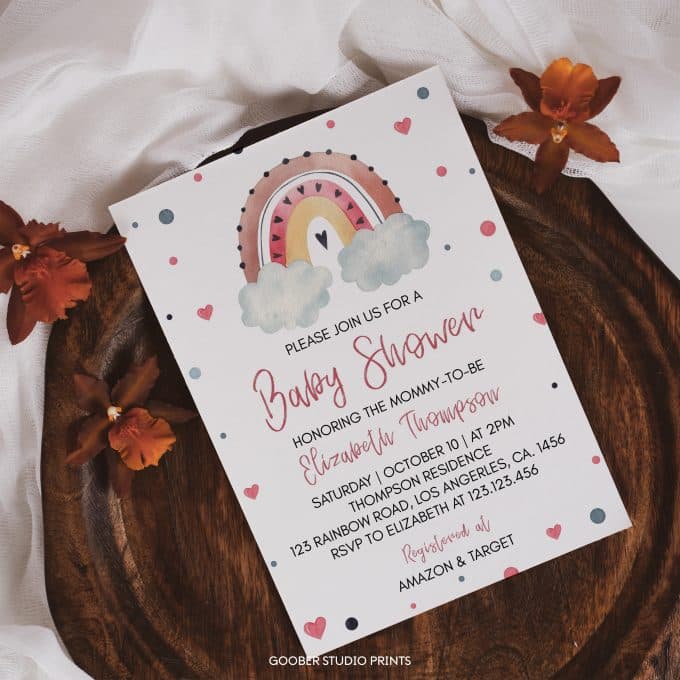 Boho Rainbow Baby Shower Invitation Set - Image 9
