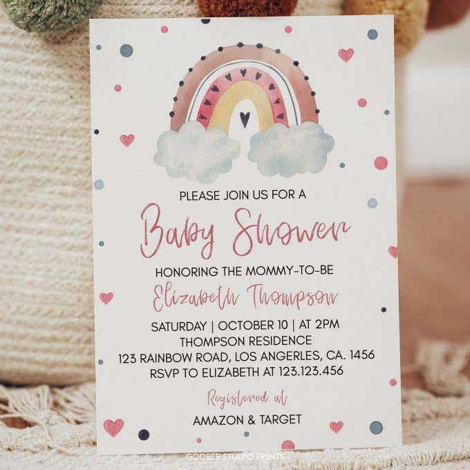 Boho Rainbow Baby Shower Invitation Set - Image 2
