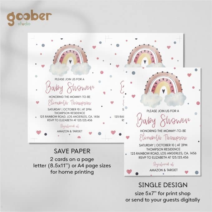 Boho Rainbow Baby Shower Invitation Set - Image 10