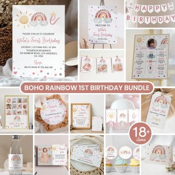 Boho Rainbow Birthday Party Bundle