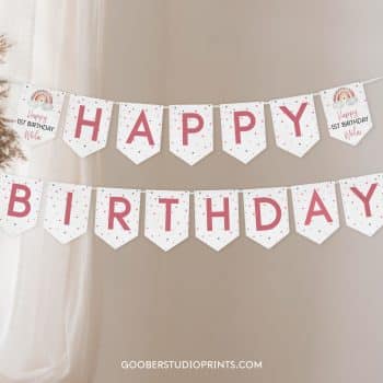 Boho Rainbow Birthday Banner