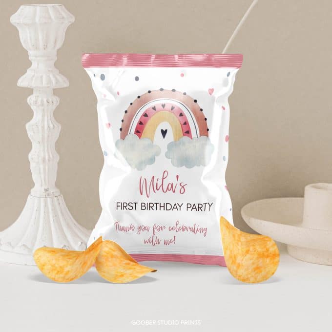 Boho Rainbow Birthday Chip Bags - Image 3