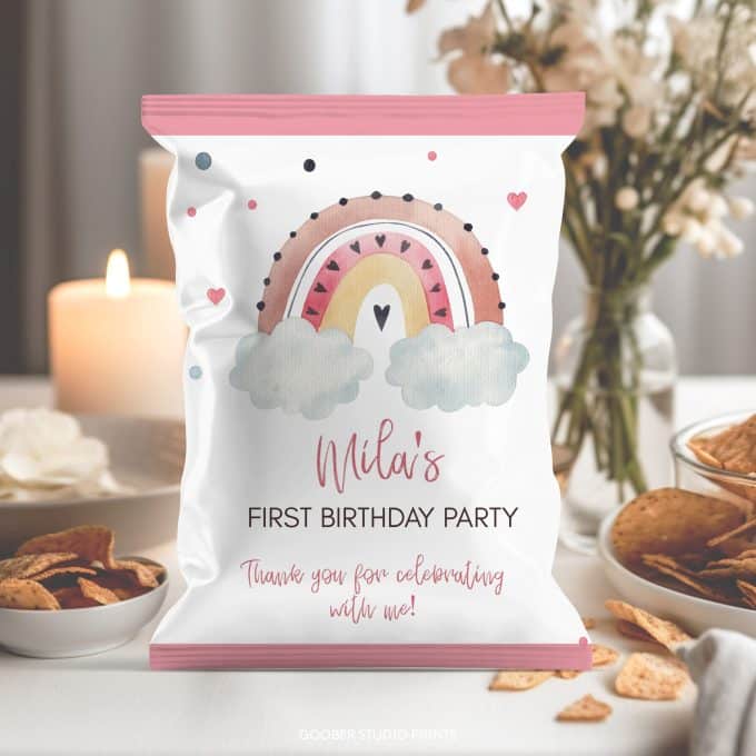 Boho Rainbow Birthday Chip Bags - Image 2