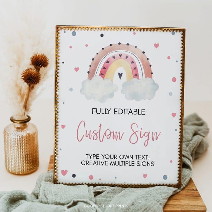 Boho Rainbow Birthday Custom Table Sign - Image 2