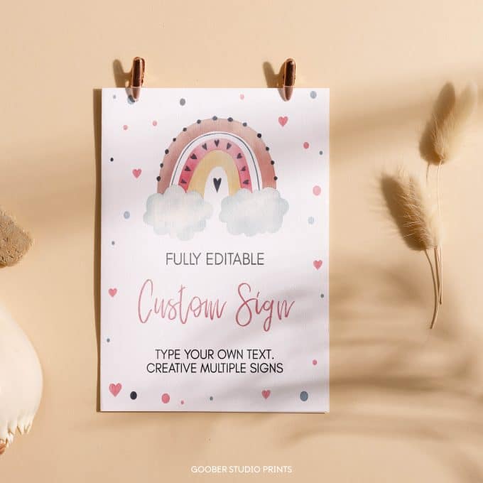 Boho Rainbow Birthday Custom Table Sign - Image 3