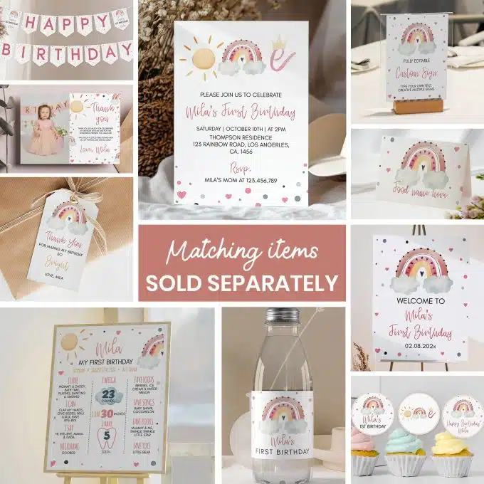 Boho Rainbow Birthday Thank You Tag - Image 10