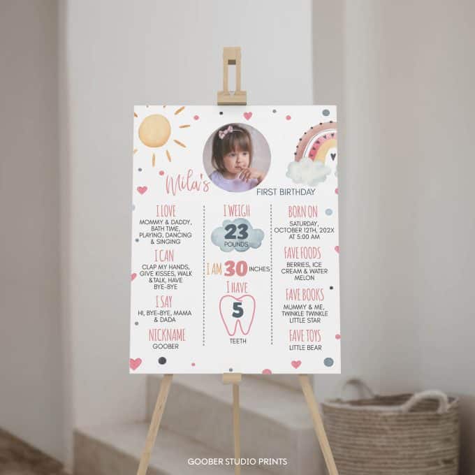 Boho Rainbow Birthday Milestone Photo Poster - Image 3