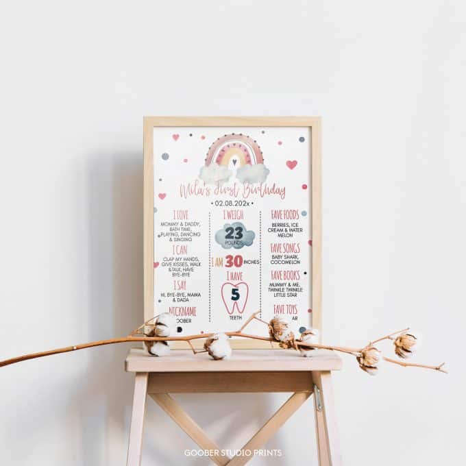 Boho Rainbow Birthday Milestone Poster - Image 2