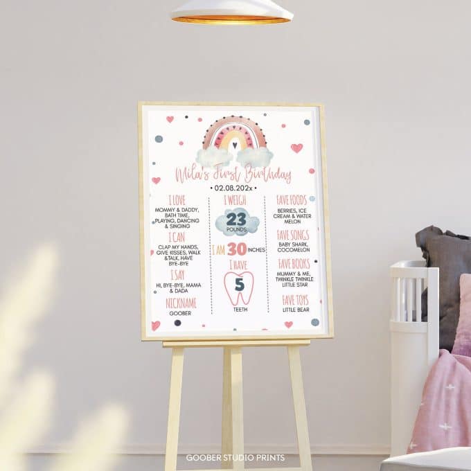 Boho Rainbow Birthday Milestone Poster - Image 3