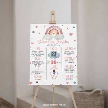 Boho Rainbow Birthday Milestone Poster