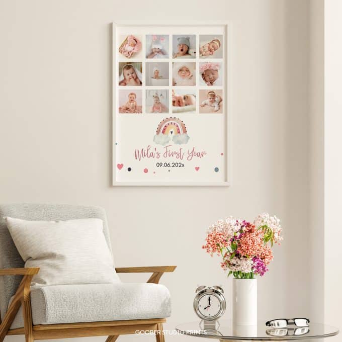 Boho Rainbow Birthday Milestone Photo Collage - Image 2