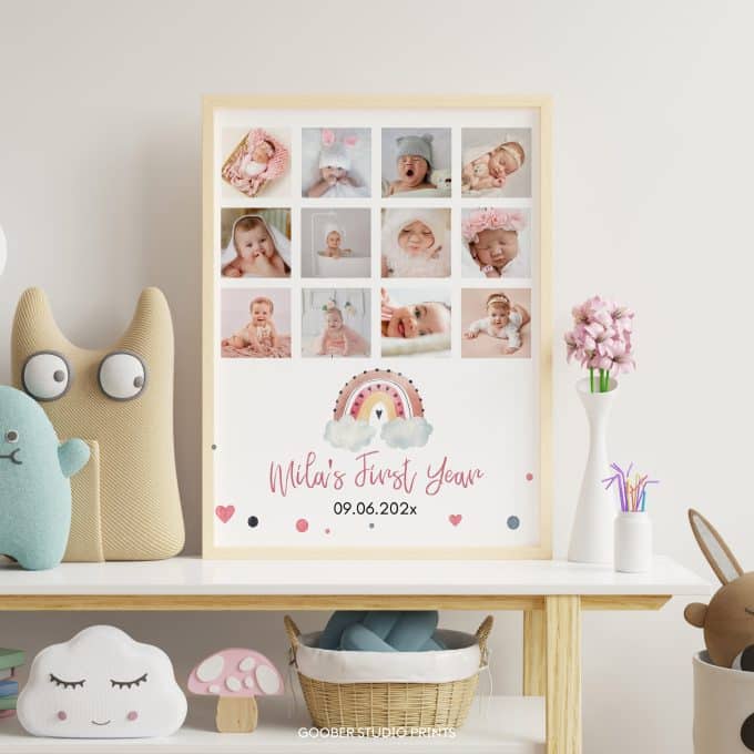 Boho Rainbow Birthday Milestone Photo Collage - Image 3