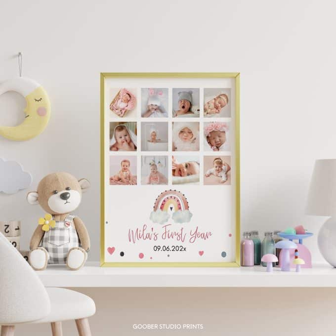 Boho Rainbow Birthday Milestone Photo Collage - Image 4