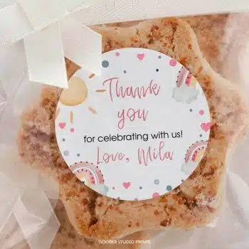 Boho Rainbow Birthday Thank You Favor Tag