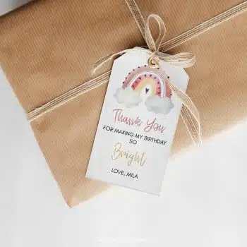 Boho Rainbow Birthday Thank You Tag
