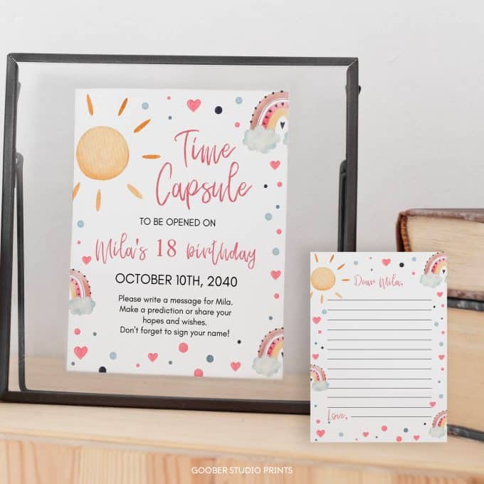Boho Rainbow Birthday Time Capsule Sign & Card - Image 3