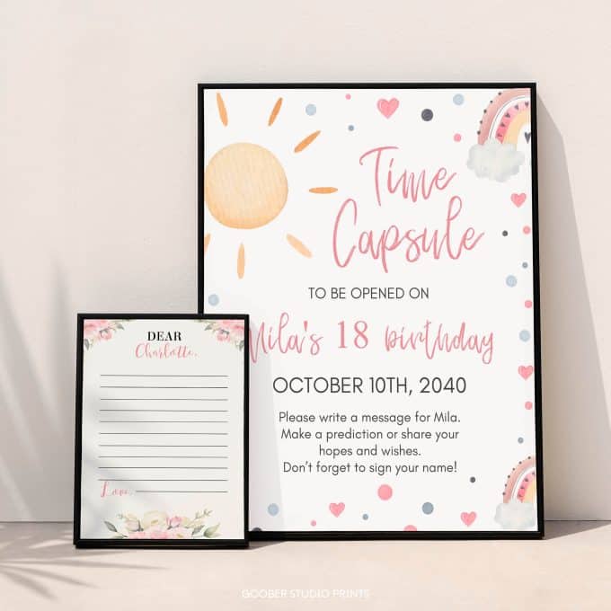 Boho Rainbow Birthday Time Capsule Sign & Card - Image 4