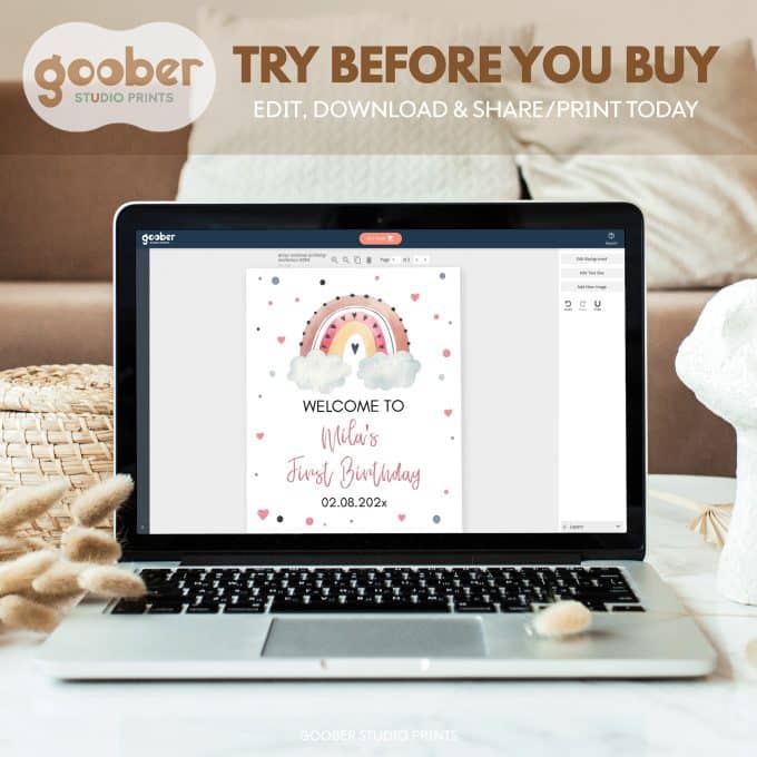 Boho Rainbow Birthday Welcome Sign - Image 8