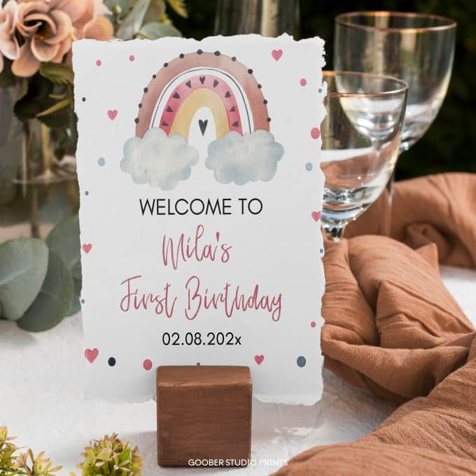 Boho Rainbow Birthday Welcome Sign - Image 2