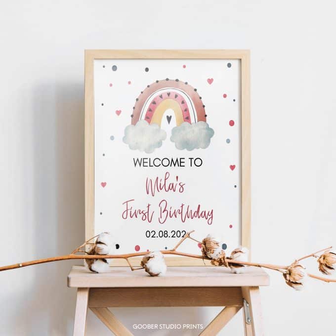 Boho Rainbow Birthday Welcome Sign - Image 4