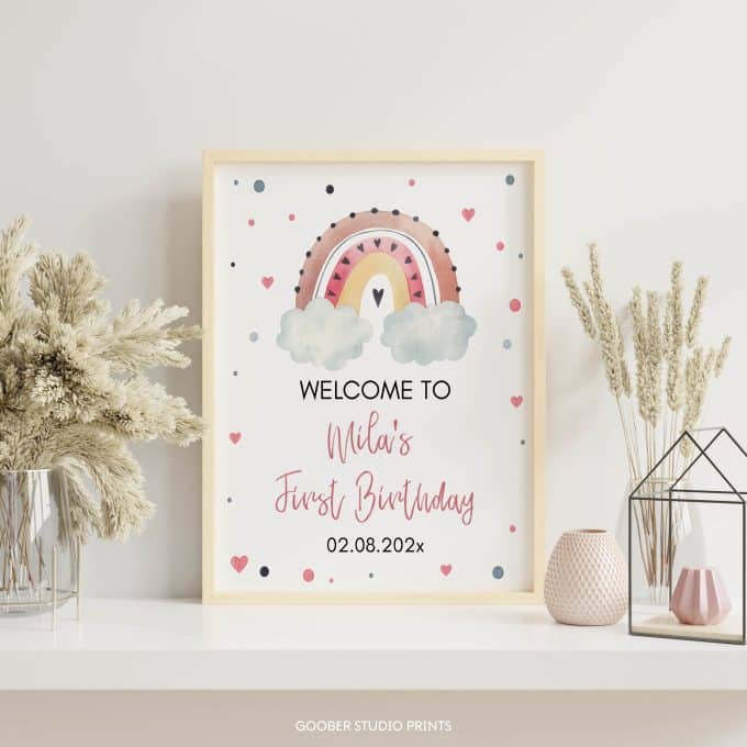 Boho Rainbow Birthday Welcome Sign - Image 7