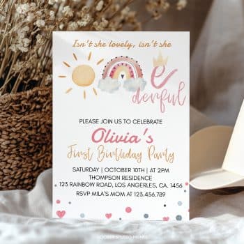 Boho Rainbow Onederful Birthday Invitation