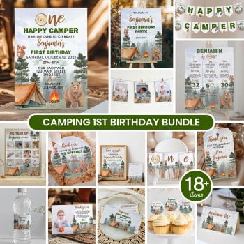 Camping 1st Birthday Party Bundle