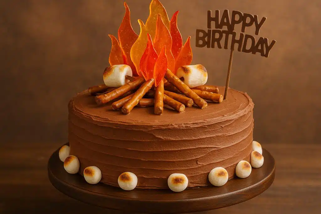 camping birthday cake
