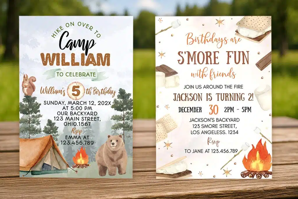 camping birthday invitations