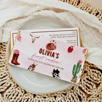 Cowgirl Birthday Chocolate Bar Wrappers