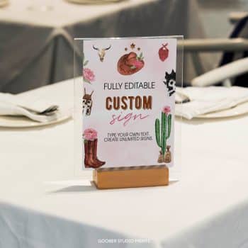 Cowgirl Birthday Custom Table Sign