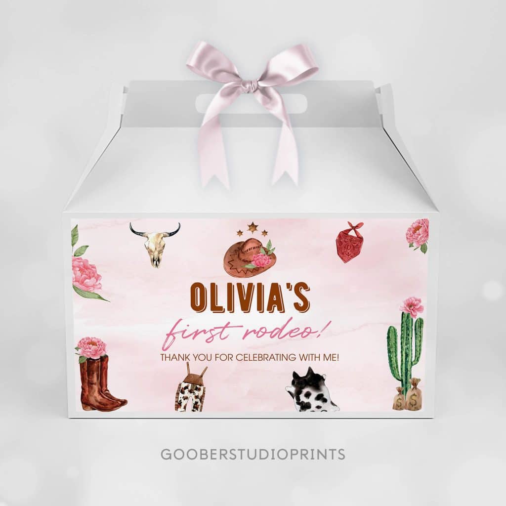 Pink Rodeo Theme Gable Box Cowgirl Birthday Gable Box Label - Goober Studio Prints