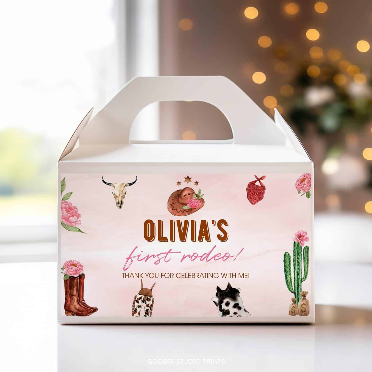 Pink Rodeo Theme Gable Box Cowgirl Birthday Gable Box Label - Goober Studio Prints