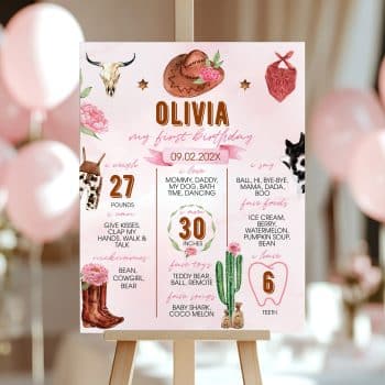 Cowgirl Birthday Milestone Poster