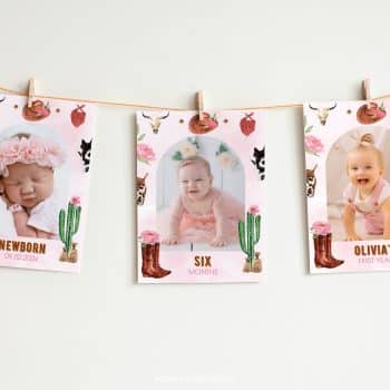 Cowgirl Birthday Monthly Photo Banner
