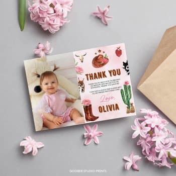 Cowgirl Birthday Thank You Card