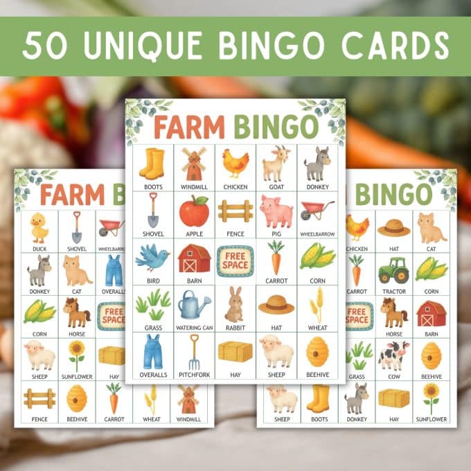 Farm Bingo Printable Party Game - Image 2