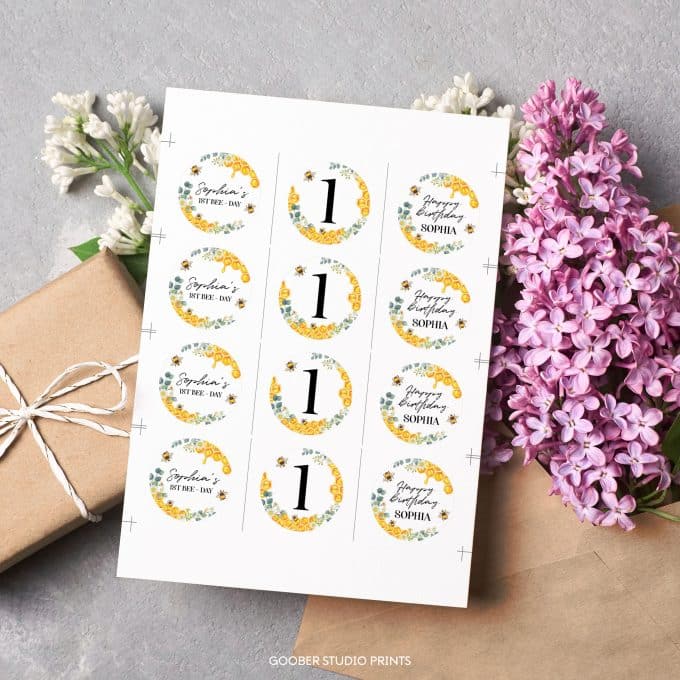 Bee Birthday Cupcake Toppers - Image 7