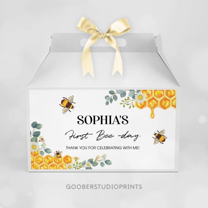 Bee Birthday Gable Box Label - Image 2