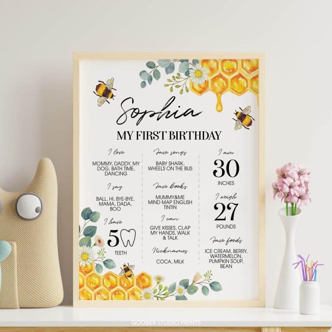 Bee Birthday Milestone Poster - Image 3