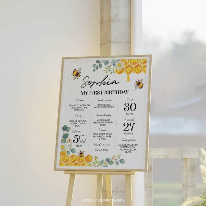 Bee Birthday Milestone Poster