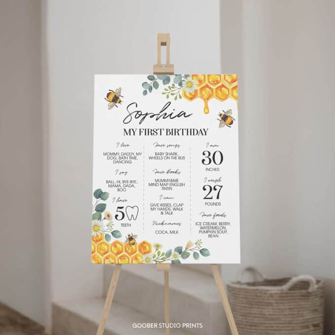 Bee Birthday Milestone Poster - Image 4
