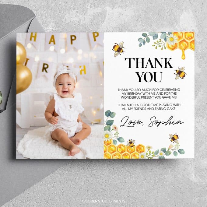 Bee Birthday Thank You Card - Image 3