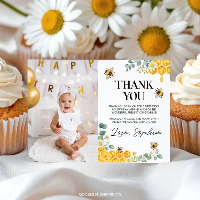 Bee Birthday Thank You Card - Image 2